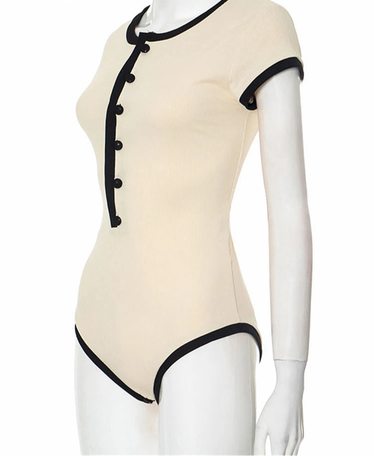Knitted Two Tone Short Sleeve Bodysuit