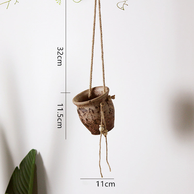Rustic Hanging Stoneware Flower Pots