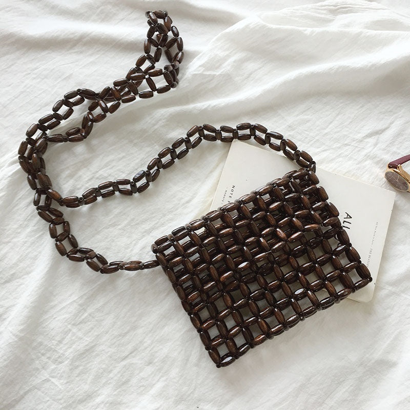 Vintage Wooden Bead Bag