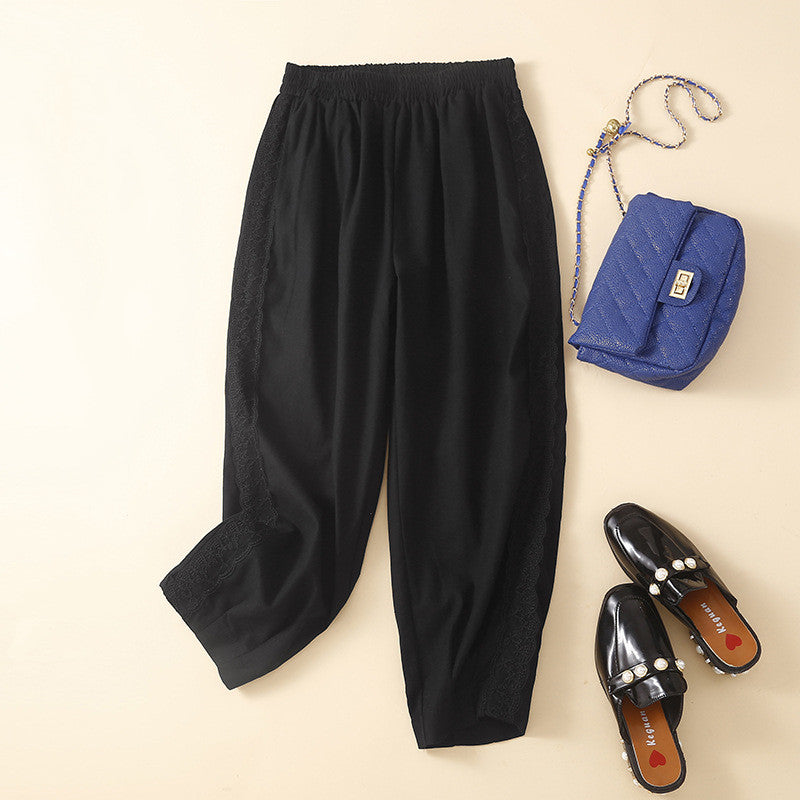 Women's Fashion Loose Artistic Retro Cotton And Linen Ankle Banded Pants