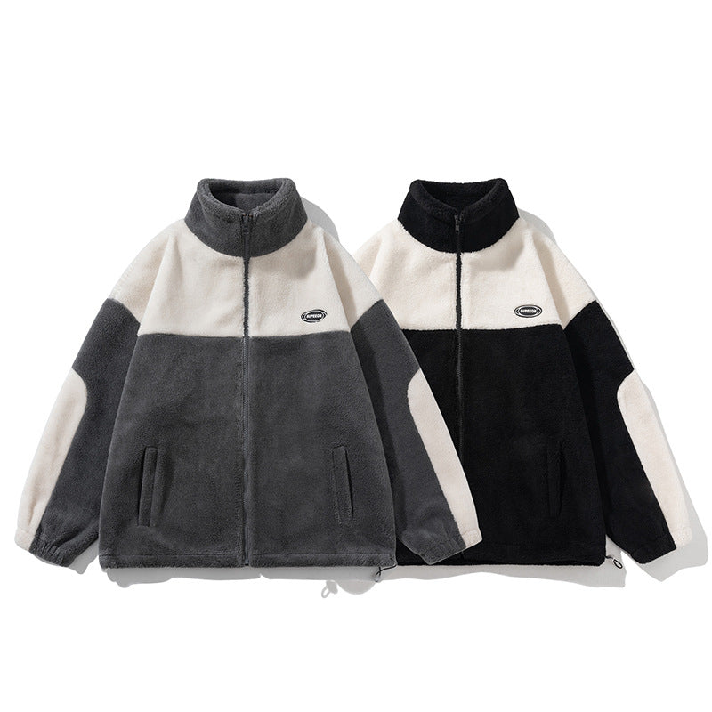 Fashion Retro Lambs Wool Turtle Neck Jacket