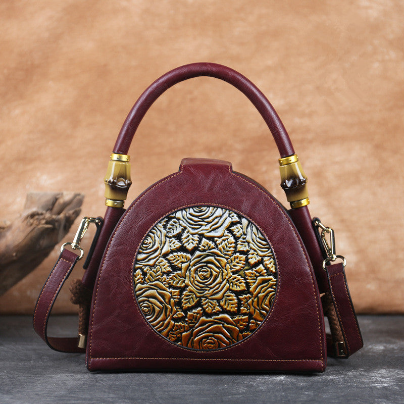 Vintage Embossed Zipper Ladies One Shoulder Messenger Bag