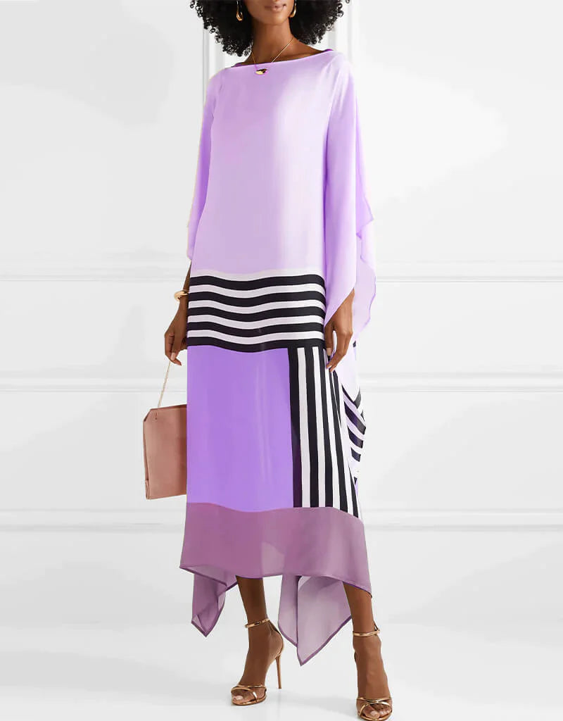 Striped Colorblock Kaftan Dress