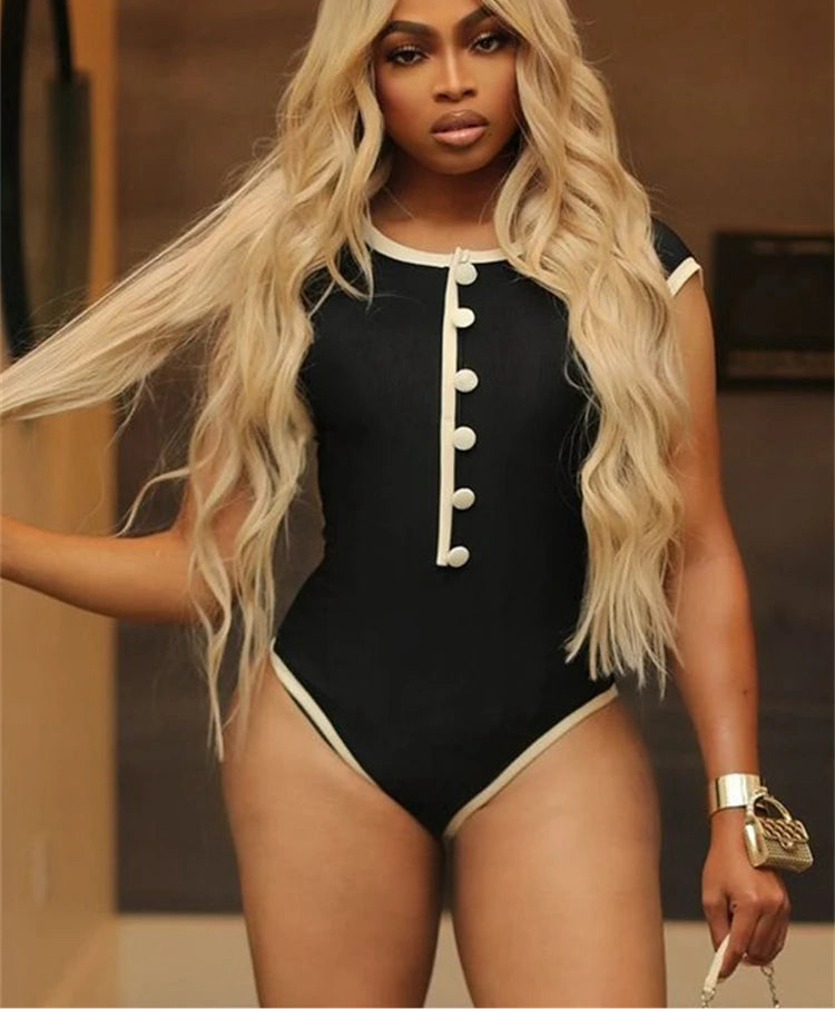 Knitted Two Tone Short Sleeve Bodysuit