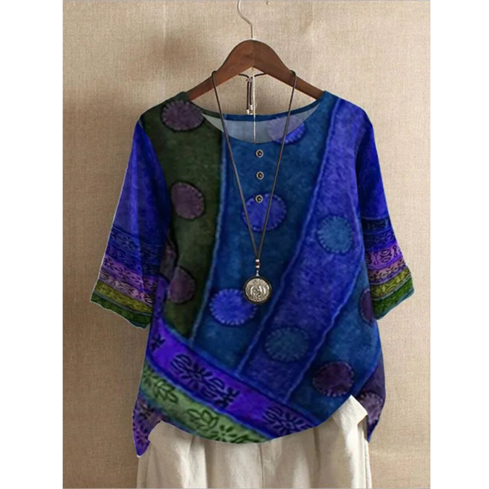 Comfortable Colorful Top With Half Sleeves