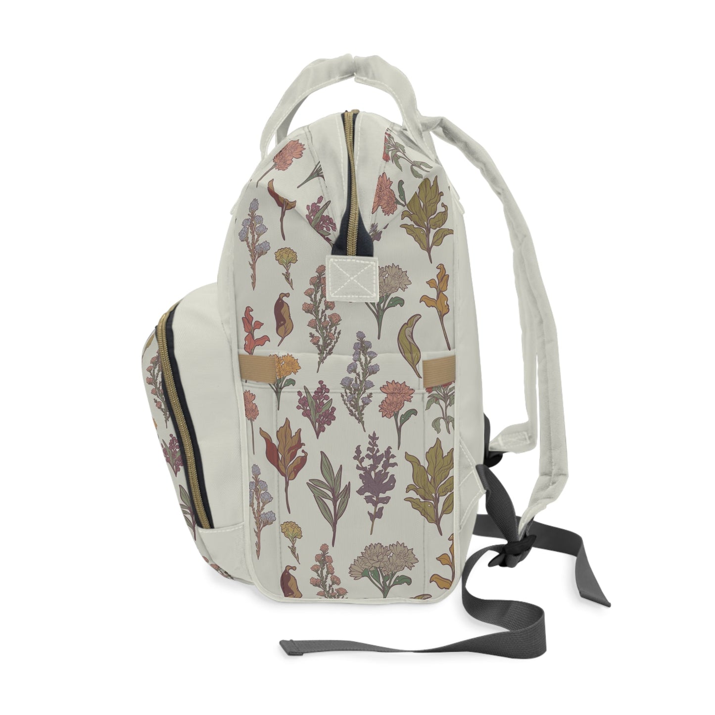 Personalized Art Nouveau Botanical Pattern Multifunctional Diaper Backpack, Newborn Gift, Baby Shower Gift, Botanical Themed Baby Shower