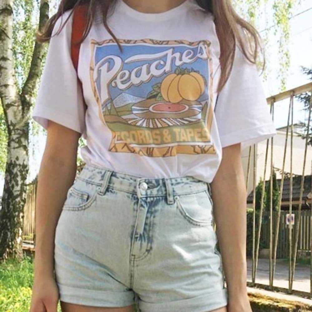 Peach Retro Net Red Short Sleeve