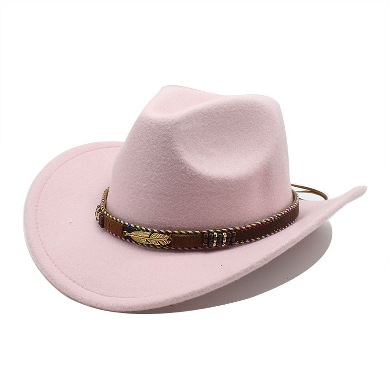 Ethnic Style Metal Feather Western Denim Hat