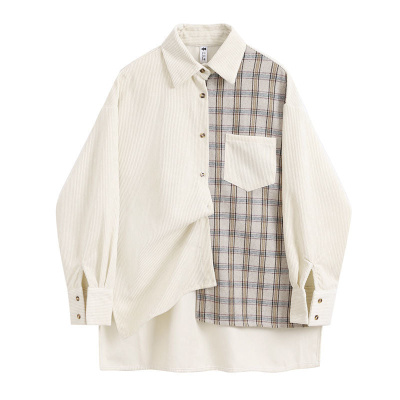 Stitching Plaid Shirt Retro Niche Design Shirt Jacket
