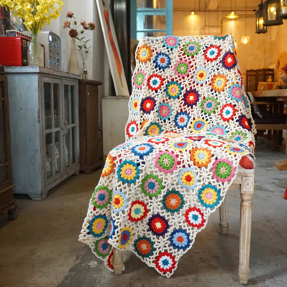 Handmade Granny Square Original Crochet blanket Cushion Felt Pastoral Style Craft Home&living Gift Home Decoration