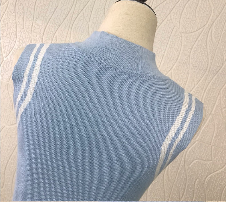 Asymmetrical Wavy Hem Round Collar Knit Midi Dress