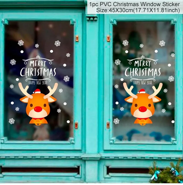 Christmas Window Stickers Merry Christmas Decorations For Home Christmas Wall Sticker Kids Room Wall Decals New Year Stickers