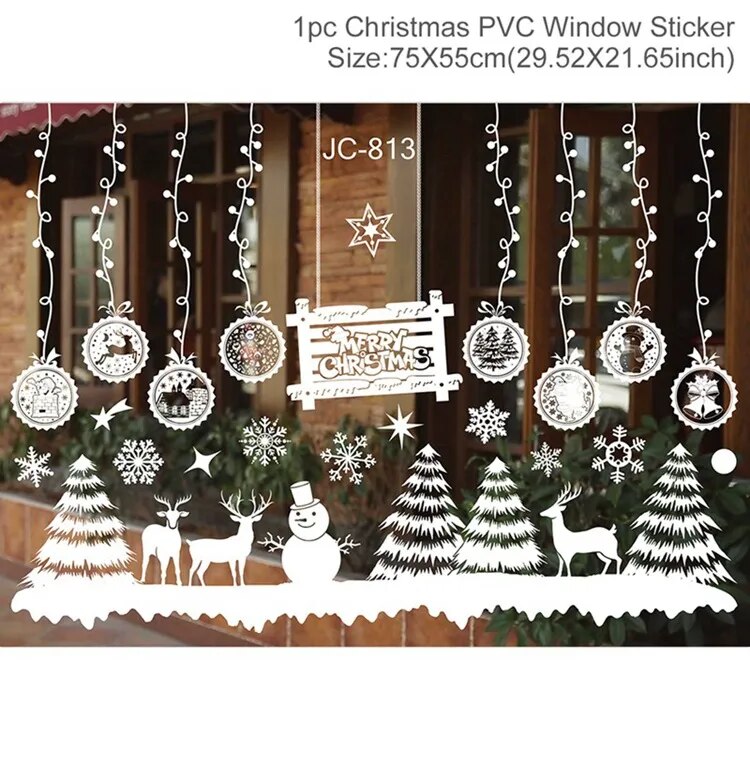 Christmas Window Stickers Merry Christmas Decorations For Home Christmas Wall Sticker Kids Room Wall Decals New Year Stickers
