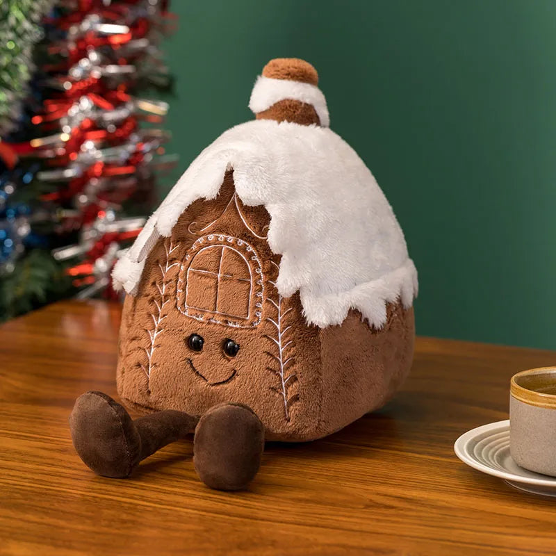Christmas Ginger Bread Plushie Plush Pillow Stuffed Chocolate Cookie Cabin House Decor Cushion Funny XMas Tree Parsty Decor Doll