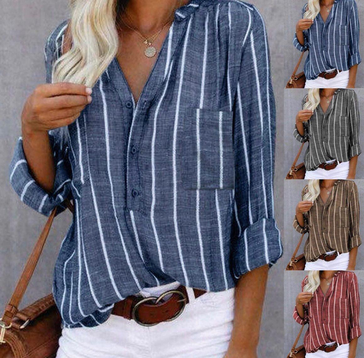 Casual Striped Long Sleeve Blouse