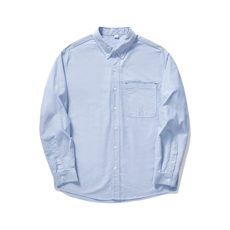Oxford Long Sleeve Shirt Simple Solid Color