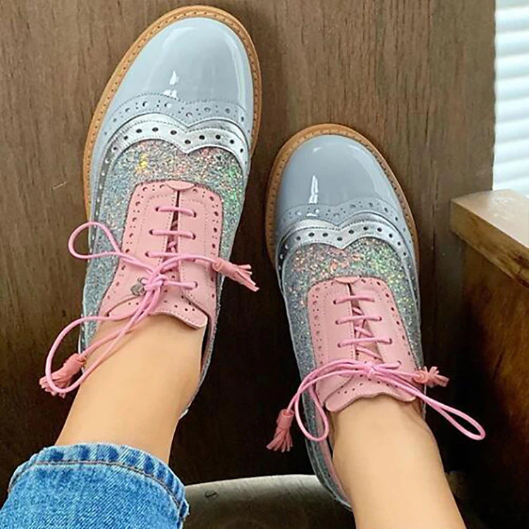 Retro Color Matching Casual Flat Shoes