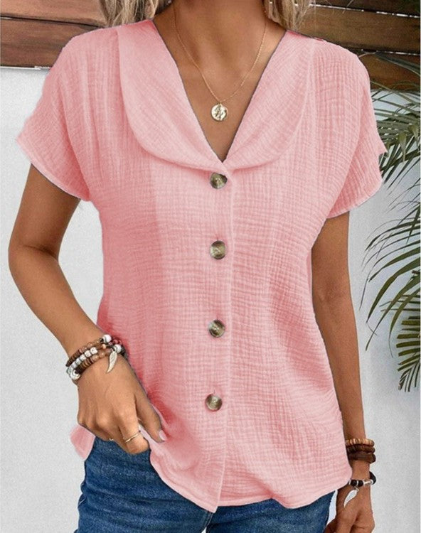 Stylish Top with Collar and Buttons