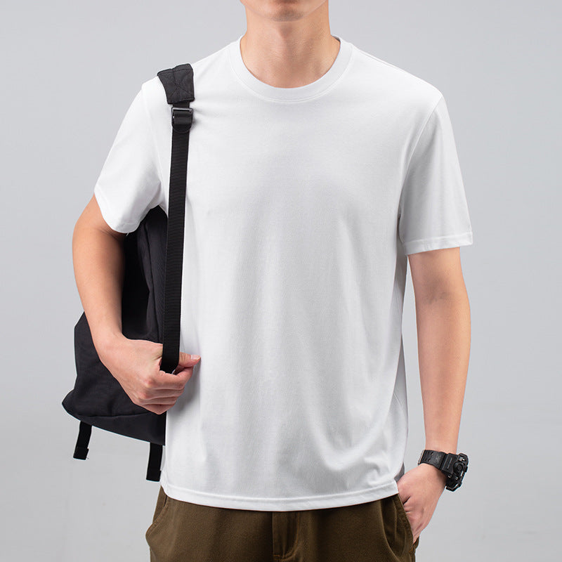 Men's Fashion Casual Round Neck Solid Color T-shirt Top