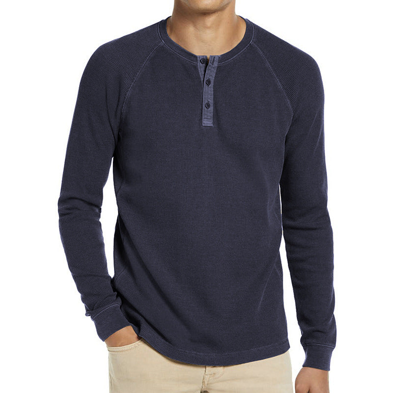 Men's Long-sleeved Waffle Knit Essential T-shirt