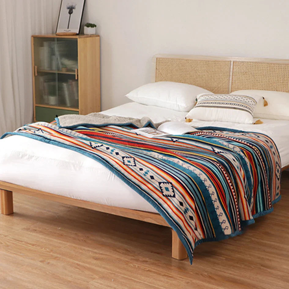 Luxury Bed Blanket Boho Throw Blanket Winter Thick Coral Fleece Sofa Blanket Bed Plaid Bedspread On The Bed Home Decor
