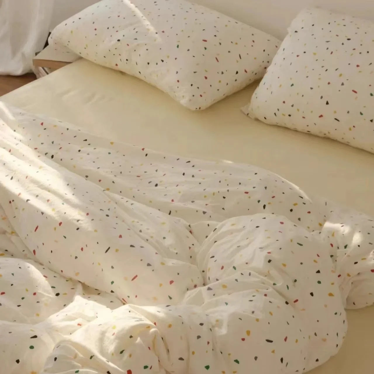 INS Gradient Cream Pink And Green Bedding Sets Streak Flat Sheets Soft Home Textile For Girls Full Size With Pillowcases
