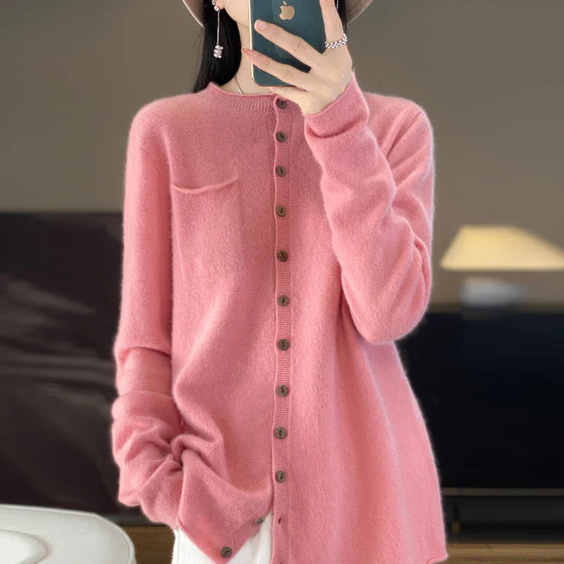 Elegant Crew Neck Cardigan