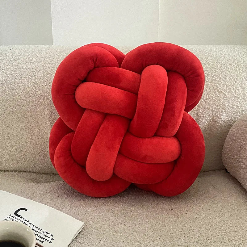 Inyahome Knot Pillow Ball Xmas Green Red Pink Decorative Throw Pillow Floor Cushion with Soft Plush for Couch Decor Household
