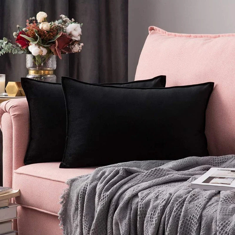 Set of 2 Velvet Throw Pillow Case Cushion Cover 30x50cm 45x45cm 50x50cm 60x60cm Home Decor Cojines Black Green Grey