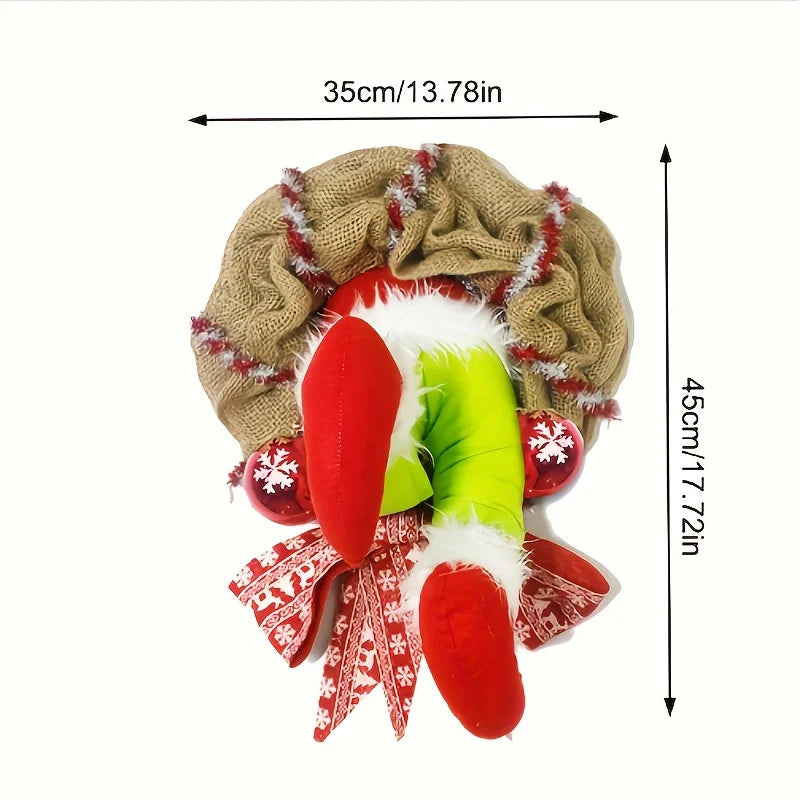 17.72inch Christmas Thief Wreath .Christmas Elf Leg Wreath . Christmas Burlap Wreath . Holiday Decoration