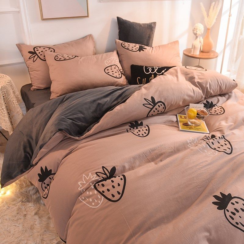 Floral Bedding Set with Duvet Cover Flat Sheet with Pillowcases Kids Queen Full Size Boys Girls Bed Linen
