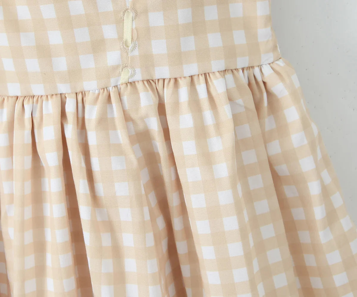 Khaki Plaid Strap Square Neck Mini Dress