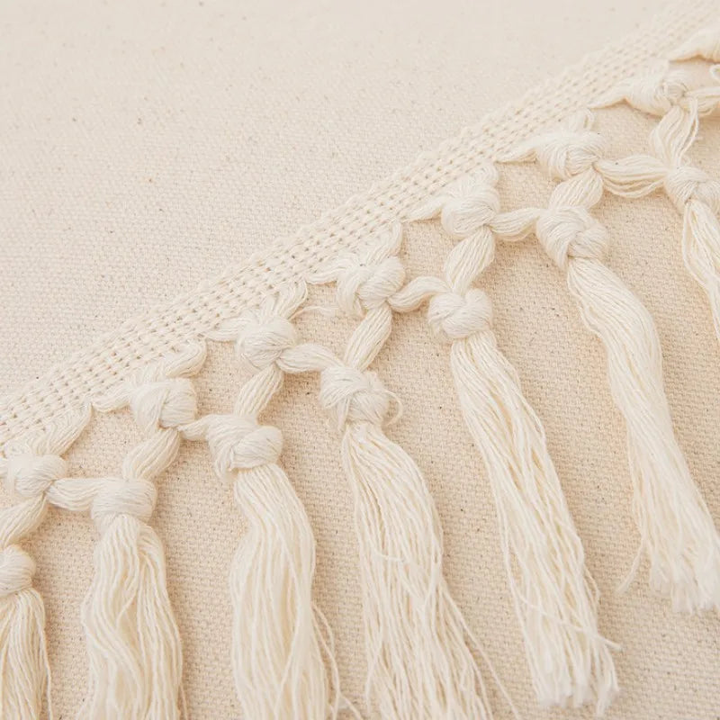 Cotton Linen Boho Cushion Cover for Sofa Couch Bench Car Home Decor Comfy Square Farmhouse Cushion Pillow Case with Tassel