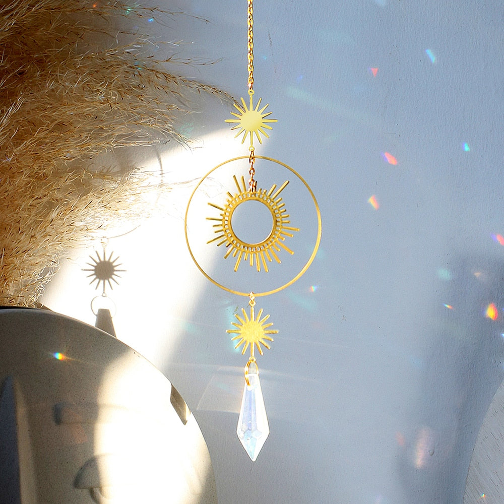 Sun Catcher Crystal Light Catcher Moon Suncatcher Hanging Rainbow Prism Crystal Window Sun Catchers Garden Decoration Christmas