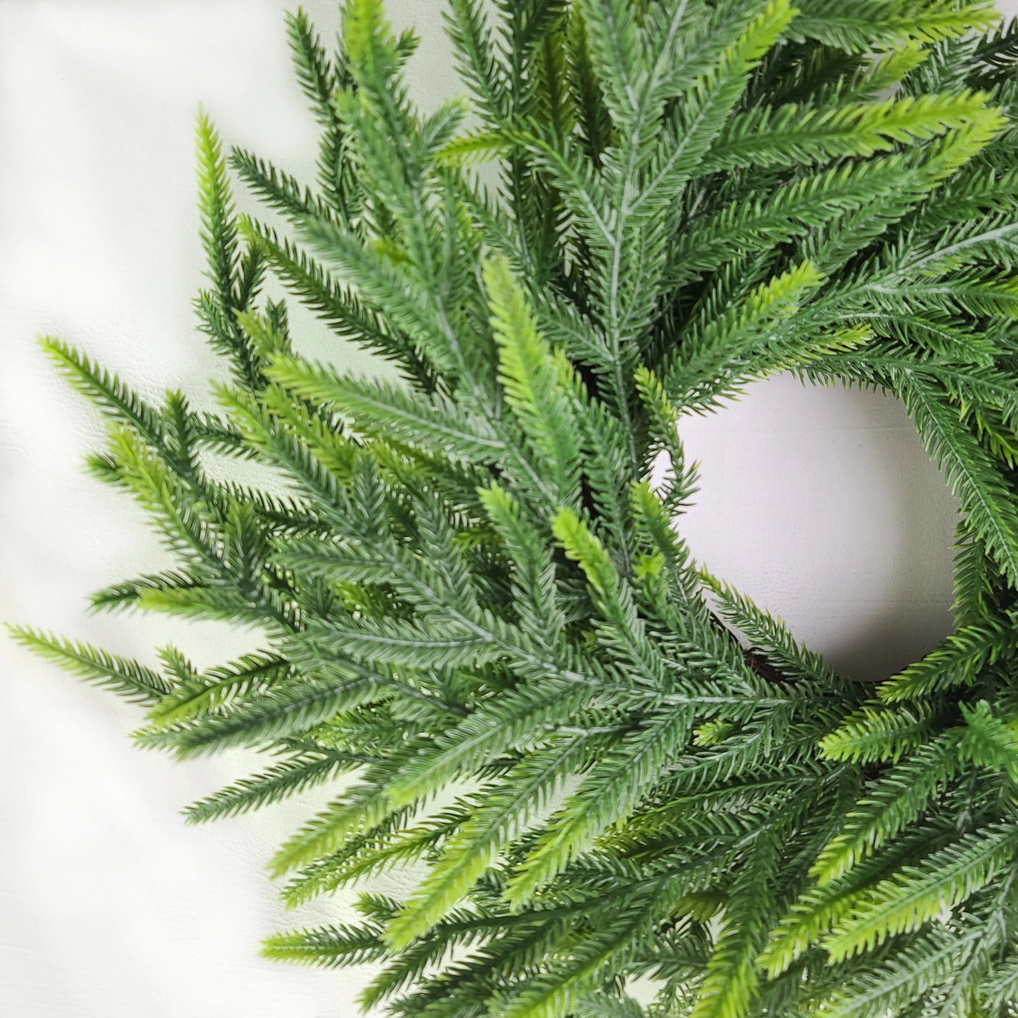 24" Real Touch Norfolk Pine Wreath for Front Door Artificial Christmas Wreath Green Faux Pine Wreath for Wall Windows Decor