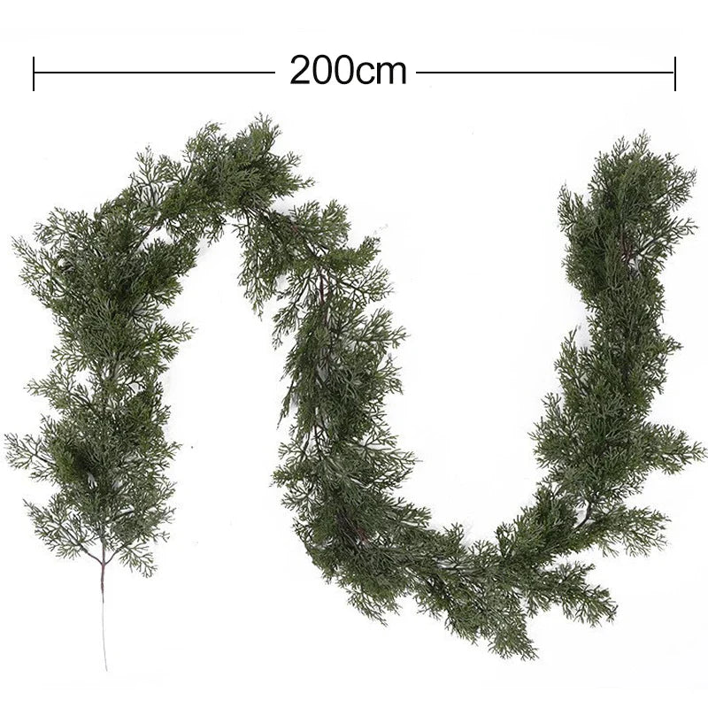180CM Artificial Plants Christmas Garland Wreath Xmas Home Party Wedding Decoration Pine Tree Rattan Hanging Ornament For Kids
