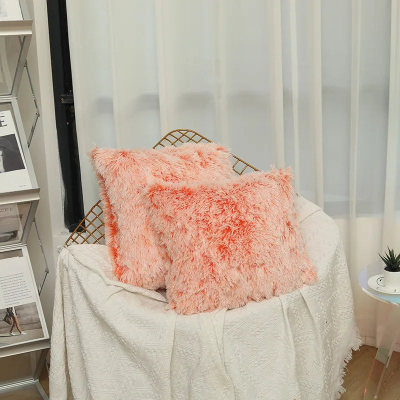 Luxury Faux Fur Throw Pillow Cover Super Soft Cushion Case for Sofa Bed Living Room Fluffy Cushion Cover 45x45 CM Home Decro