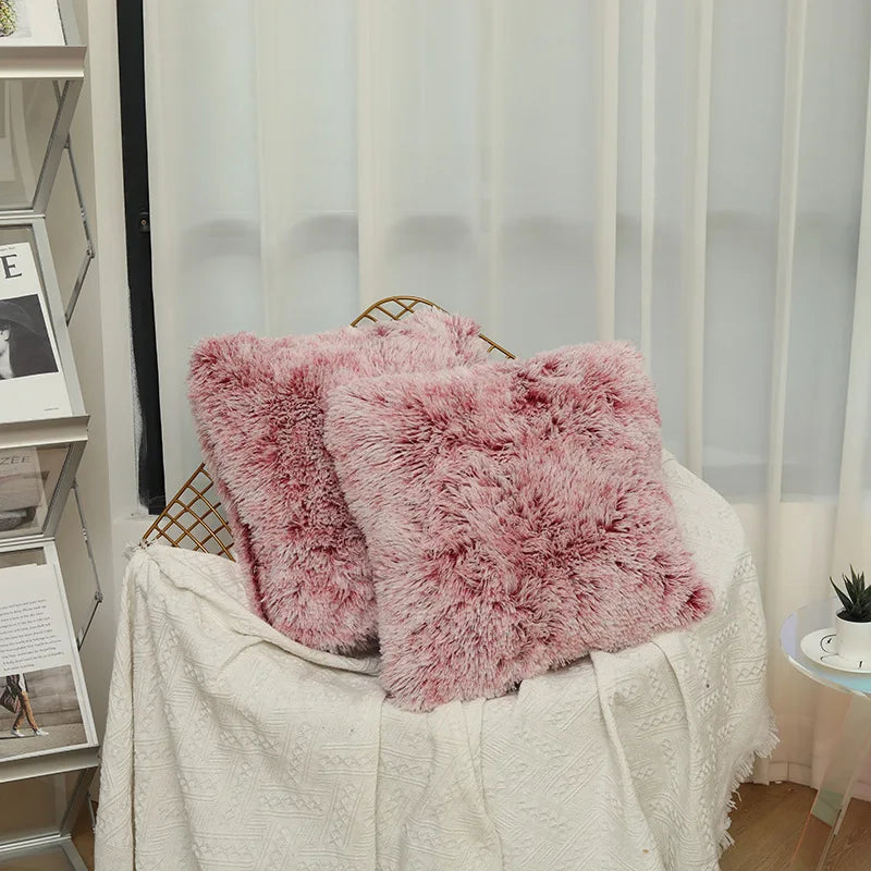 Luxury Faux Fur Throw Pillow Cover Super Soft Cushion Case for Sofa Bed Living Room Fluffy Cushion Cover 45x45 CM Home Decro