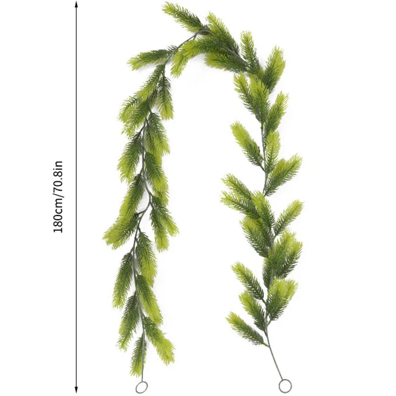 180CM Artificial Plants Christmas Garland Wreath Xmas Home Party Wedding Decoration Pine Tree Rattan Hanging Ornament For Kids