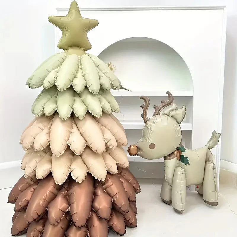 New Matte Christmas Tree Balloon Set Xmas Tree Aluminum Film Balloon Navidad Eve Decoration Party Photo Prop New Year
