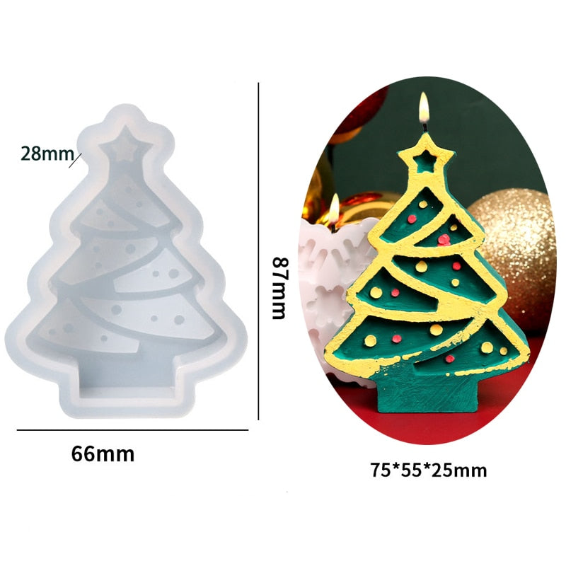 Christmas Tree Silicone Candle Mold DIY Gingerbread Man Elk Soap Resin Crystal Making Chocolate Mold Party Decor Holiday Gifts