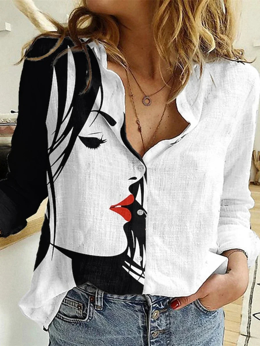 Button-Down Printed Blouse