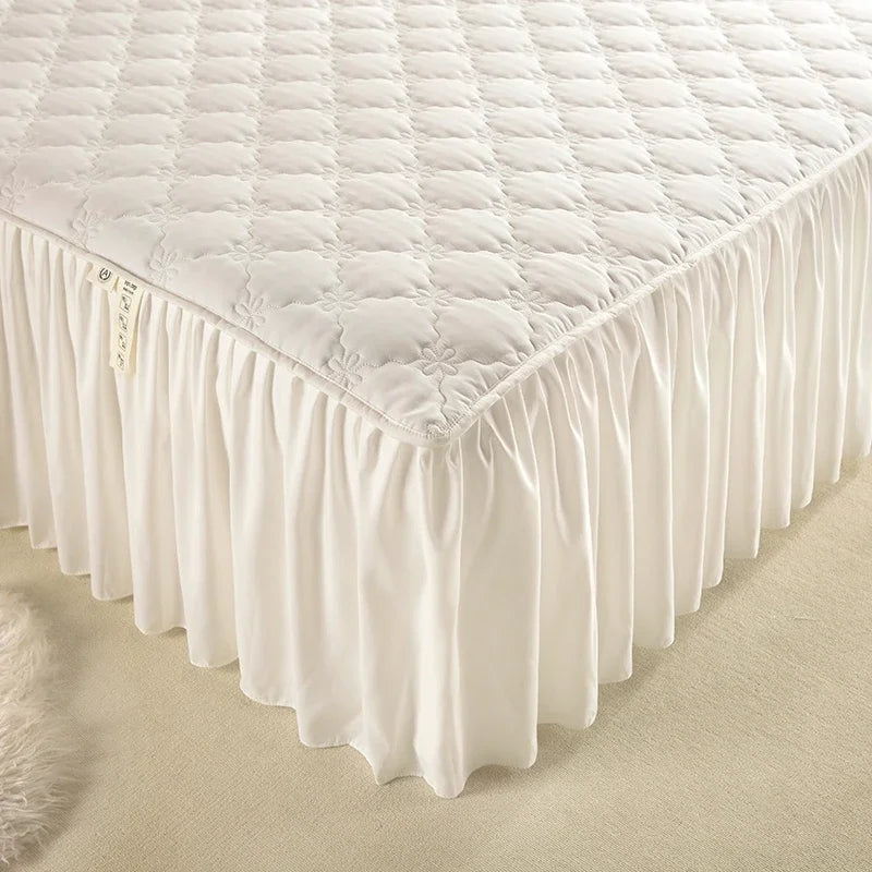 Thickened Bed Skirt Solid Color Bed Cover Quilted Mattress Protector покрывало Skin-friendly Bedspread (No Pillowcase)