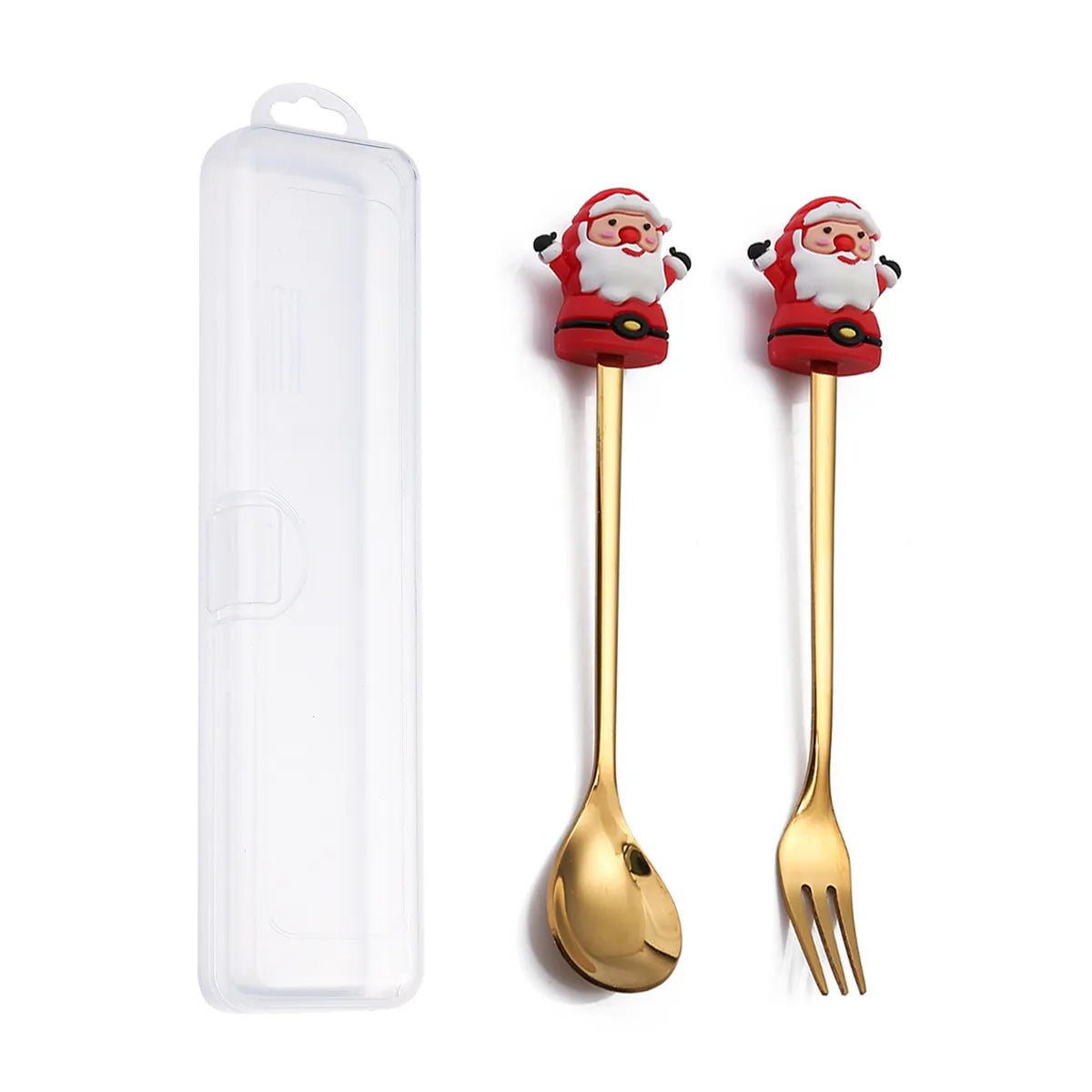 6/4/2PCS Christmas Gift Glod Spoon Fork Set Elk Christmas Tree Decoration Dessert Scoop Fruit Fork Coffee Spoon Cutlery Set