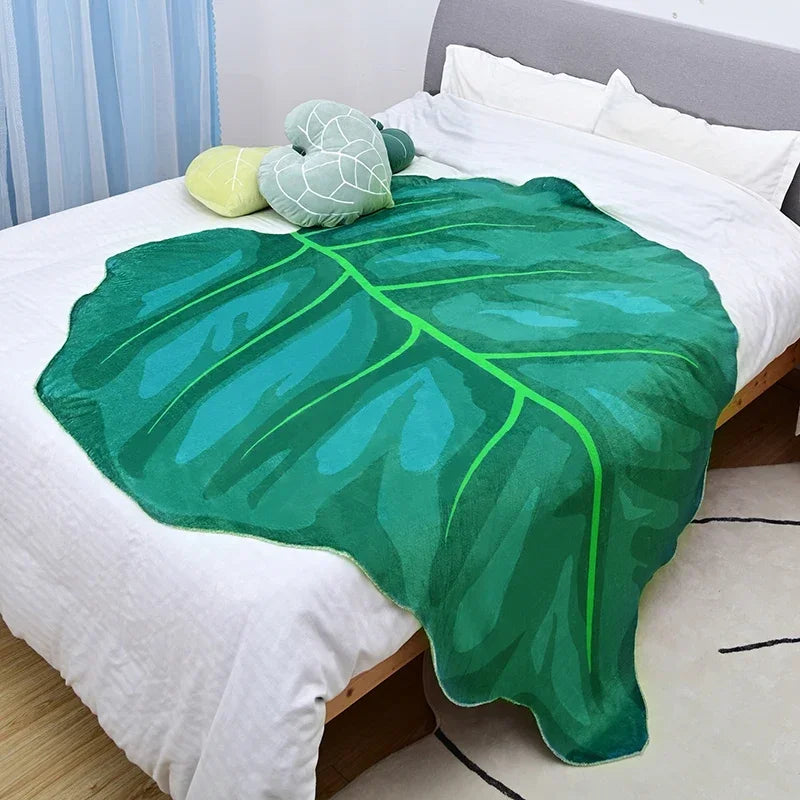Super Soft Giant Leaf Blanket for Bed Sofa Gloriosum Plant Blanket Home Decor Throws Warm Sofa Towel Cobertor Christmas Gift