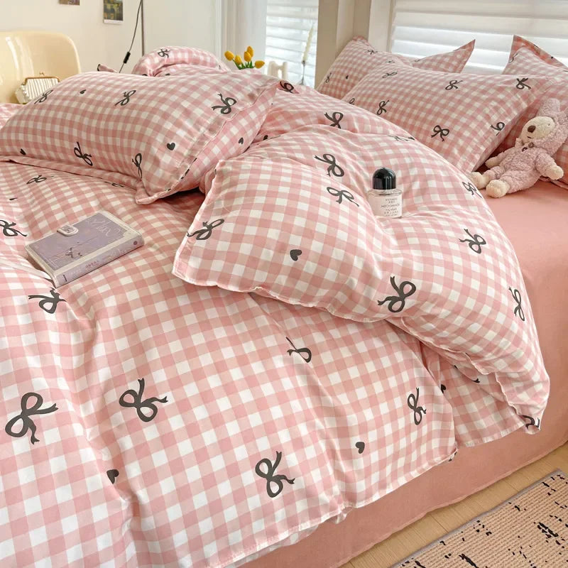 Japanese Style Bedding Set Flat Sheet Pillowcases Duvet Cover No Filler Single Full Size Spring Summer Hotel Bed Linens