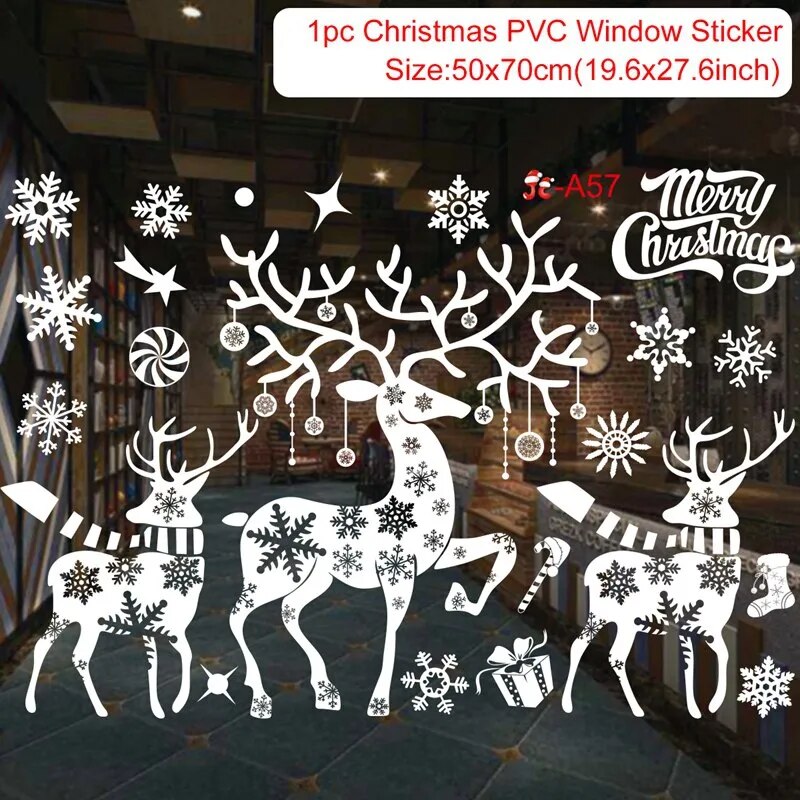 Christmas Window Stickers Merry Christmas Decorations For Home Christmas Wall Sticker Kids Room Wall Decals New Year Stickers