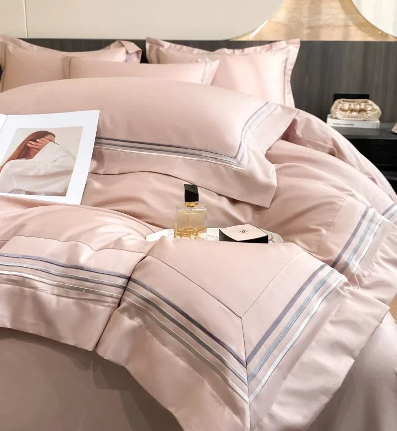1Set 200S Luxury 100% Cotton Hotel Style Bedding Set Pure Cotton Duvet Cover Fitted sheets Style Pillowcase