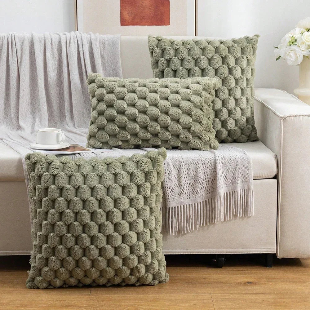Red Pineapple Grid Turtle Pattern 3D Soft Plush Throw Pillowcase,Cushion Cover for Living Room Sofa Bedroom Home Room Decor 45CM