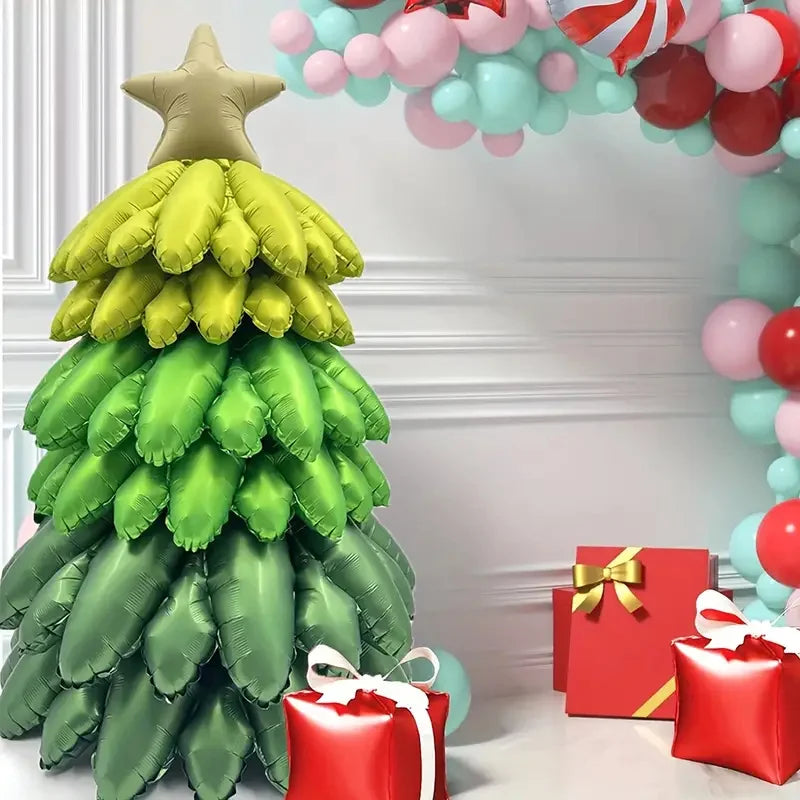 New Matte Christmas Tree Balloon Set Xmas Tree Aluminum Film Balloon Navidad Eve Decoration Party Photo Prop New Year